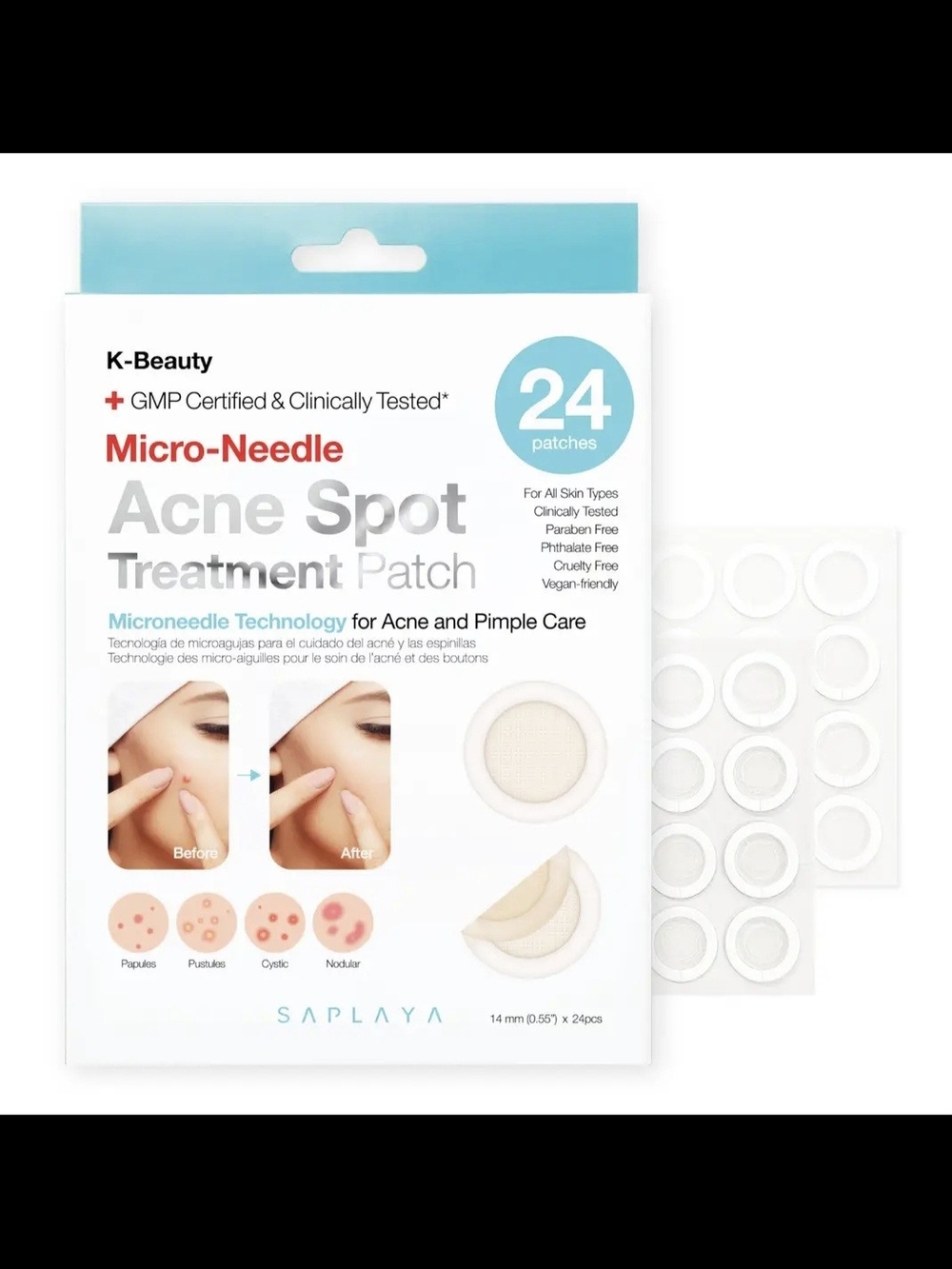 White Micro-Needle Acne Spot Treatment Patches — 24 Patches
